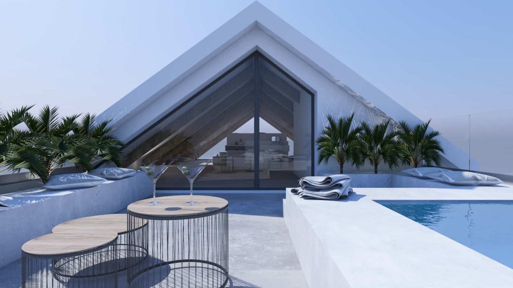 ag design architect greece front view of the villa