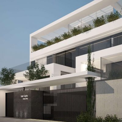 ag design architect greece day frontal view of the apartments