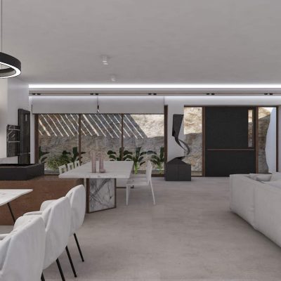 ag design architect greece dining area kitchen and second dining area