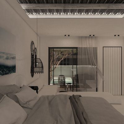 ag design architect greece double bedroom with pool view