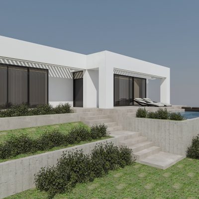 ag design architect greece garden and pool area view