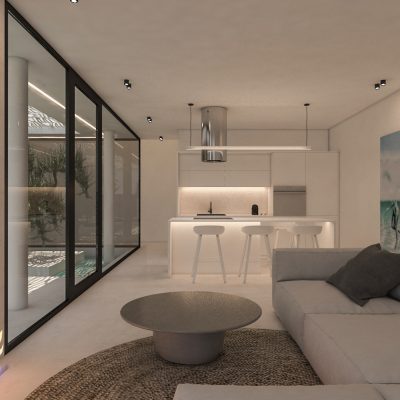 ag design architect greece kitchen and living area