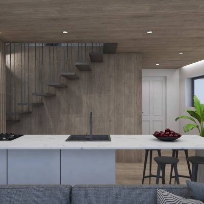 ag design architect greece kitchen island and inside staircase