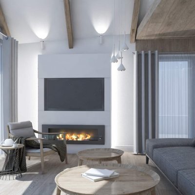 ag design architect greece living room with fireplace