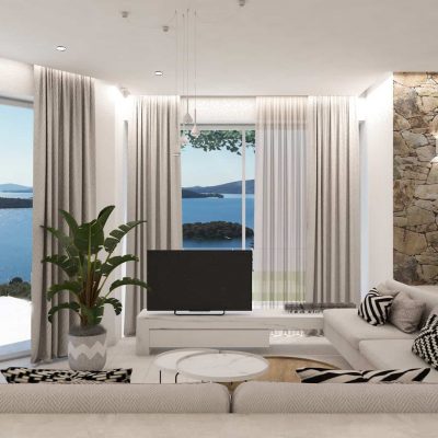 ag design architect greece living room with outside view